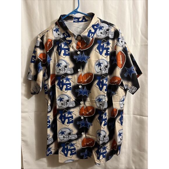 Game Day Football Novelty Team Hawaiian Button Down Shirt Unisex Adults 2XL - Picture 1 of 7